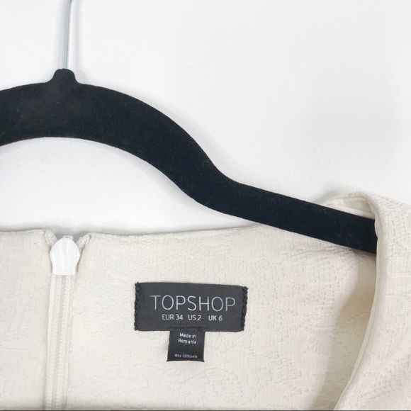 TopShop Jacquard Fit and Flare Mini Dress Cream 2 - Picture 6 of 10